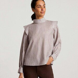 Everlane | The Wing Shoulder Mock Neck Top in Natural - Size 12